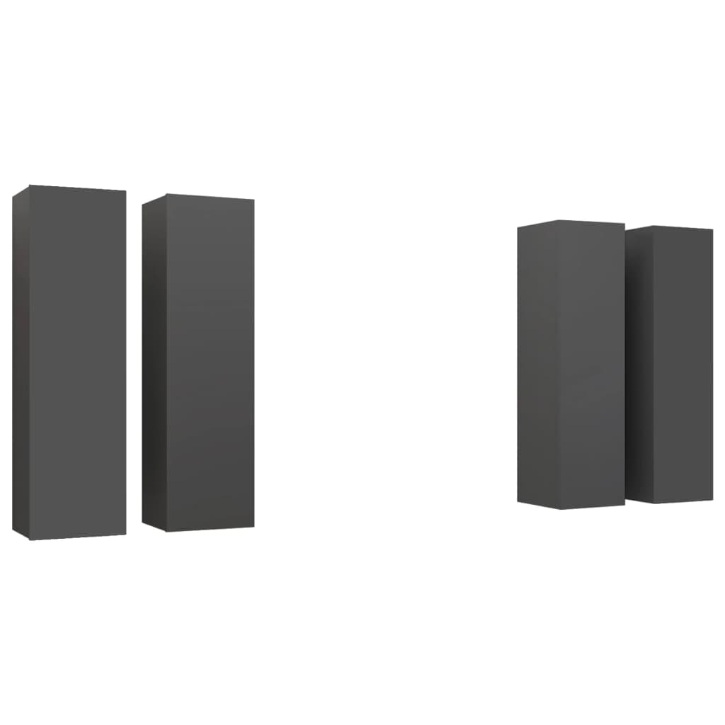 Έπιπλα Τηλεόρασης 4 τεμ. Γκρι 30,5 x 30 x 110 εκ. Επεξ. Ξύλο - PAKOBAZAAR