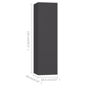 Έπιπλα Τηλεόρασης 4 τεμ. Γκρι 30,5 x 30 x 110 εκ. Επεξ. Ξύλο - PAKOBAZAAR