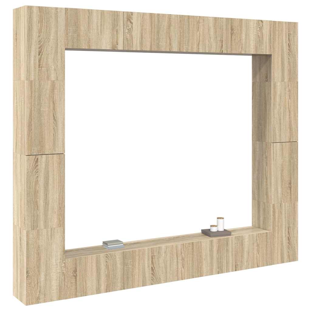 Έπιπλα Τηλεόρασης Σετ 8 Τεμαχίων Sonoma Δρυς από Επεξ. Ξύλο - PAKOBAZAAR