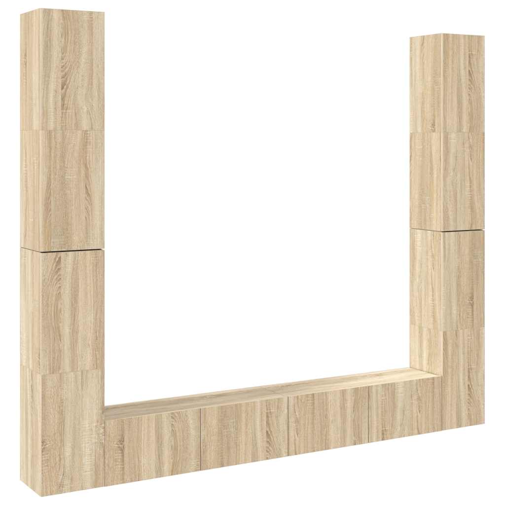 Έπιπλο Τηλεόρασης Σετ 6 Τεμαχίων Sonoma Δρυς από Επεξ. Ξύλο - PAKOBAZAAR