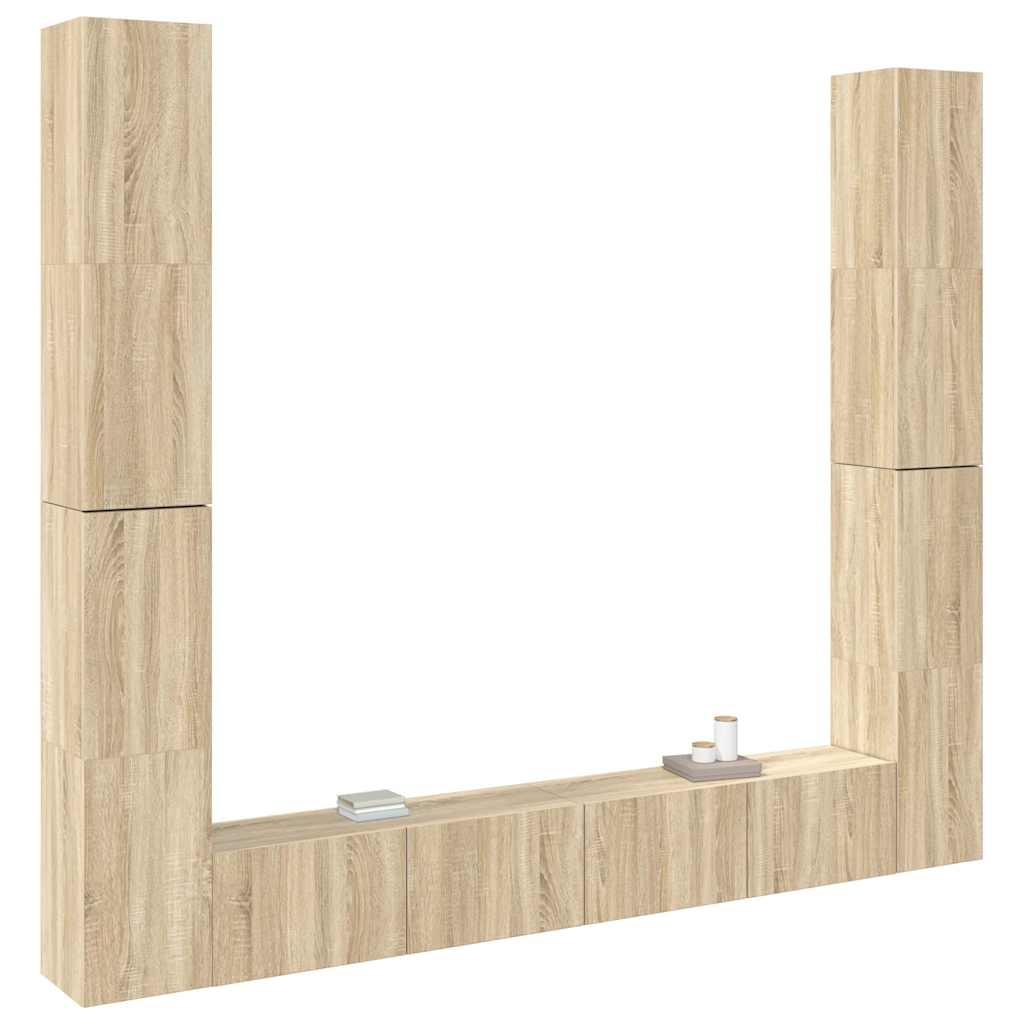 Έπιπλο Τηλεόρασης Σετ 6 Τεμαχίων Sonoma Δρυς από Επεξ. Ξύλο - PAKOBAZAAR