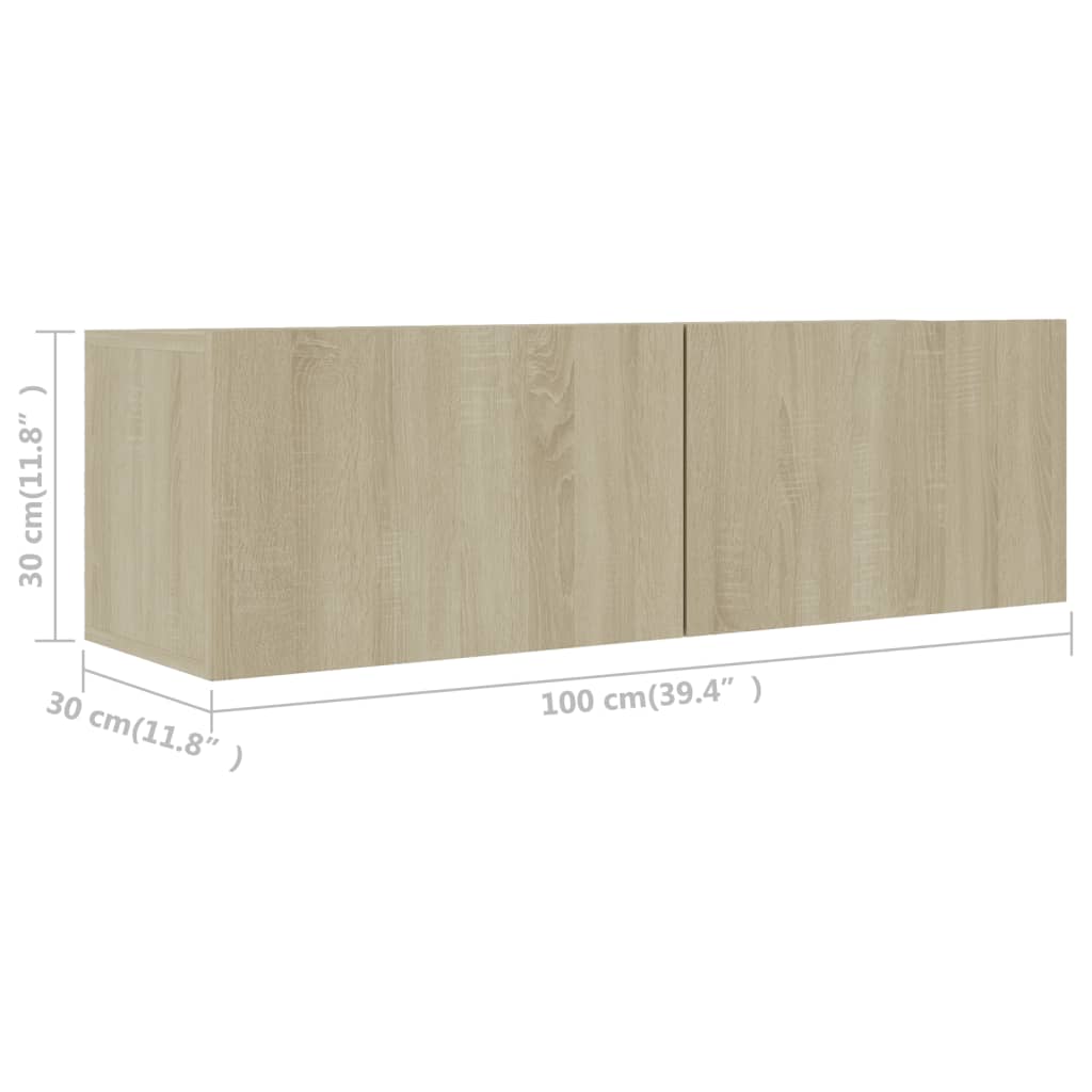 Έπιπλα Τηλεόρασης Σετ 2 Τεμαχίων Sonoma Δρυς από Επεξ. Ξύλο - Pakobazaar