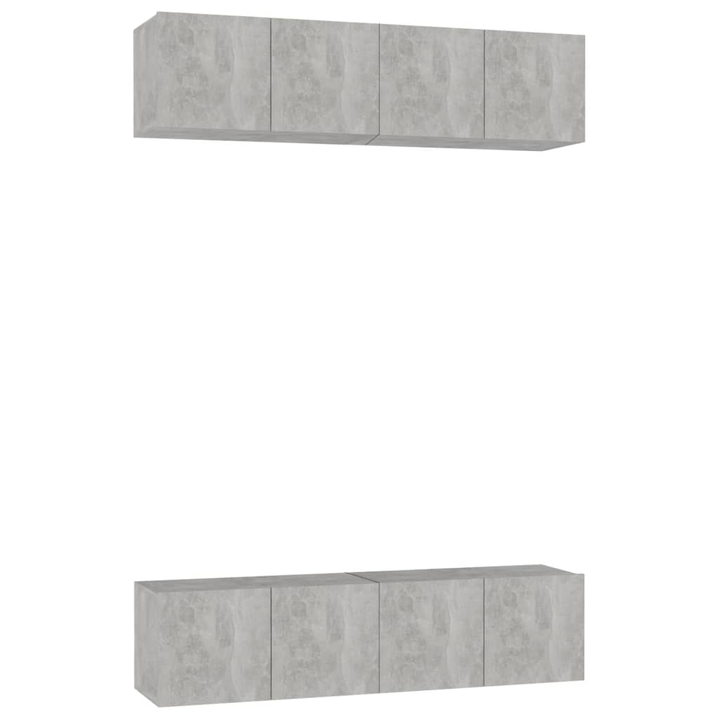 Έπιπλα Τηλεόρασης 4 τεμ. Γκρι Σκυρ. 60x30x30εκ. από Επεξ. Ξύλο - PAKOBAZAAR
