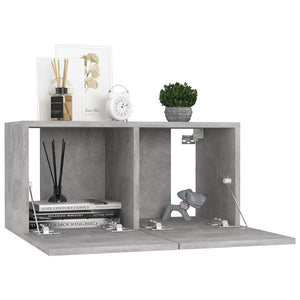 Έπιπλα Τηλεόρασης Σετ 7 τεμ. Γκρι Σκυροδέματος από Επεξ. Ξύλο - PAKOBAZAAR