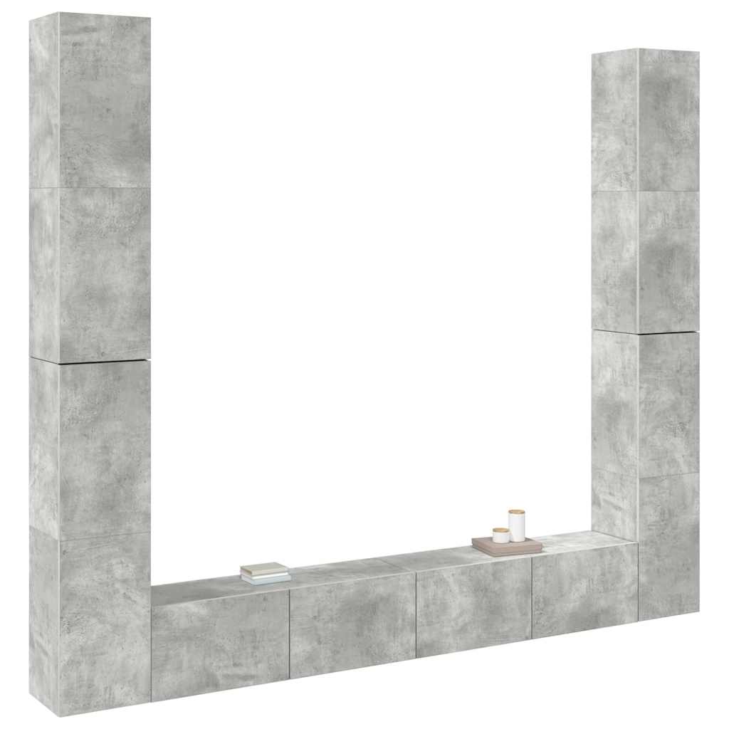 Έπιπλα Τηλεόρασης Σετ 6 τεμ. Γκρι Σκυροδέματος από Επεξ. Ξύλο - PAKOBAZAAR