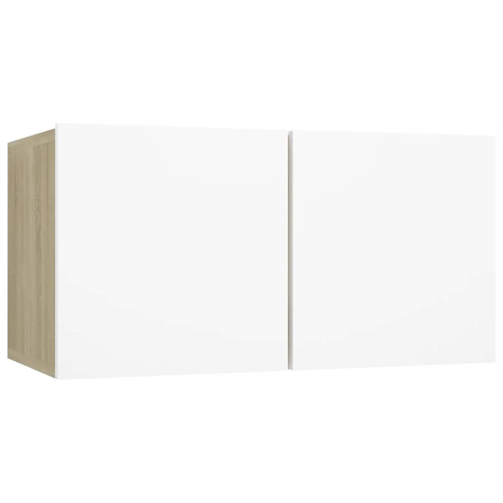 Έπιπλα Τηλεόρασης 3 τεμ. Λευκό / Sonoma Δρυς από Μοριοσανίδα - PAKOBAZAAR