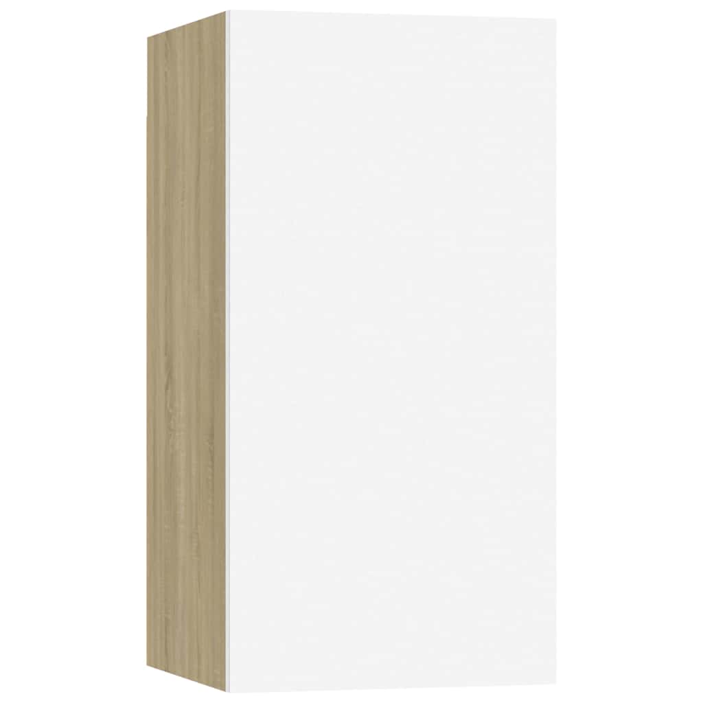 Έπιπλα Τηλεόρασης Σετ 7 τεμ. Λευκό/Sonoma Δρυς από Μοριοσανίδα