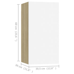 Έπιπλα Τηλεόρασης 4 τεμ. Λευκό / Δρυς 30,5x30x60εκ. Μοριοσανίδα - PAKOBAZAAR