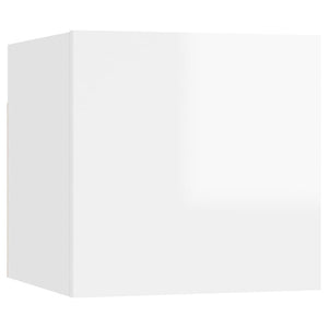 Έπιπλα Τηλεόρασης Κρεμαστά 8 τεμ. Γυαλ. Λευκό 30,5x30x30 εκ. - PAKOBAZAAR