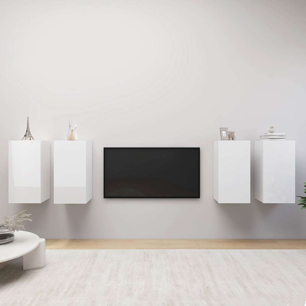 Έπιπλα Τηλεόρασης 4 τεμ. Γυαλ. Γκρι 30,5x30x60 εκ. Μοριοσανίδα - Pakobazaar