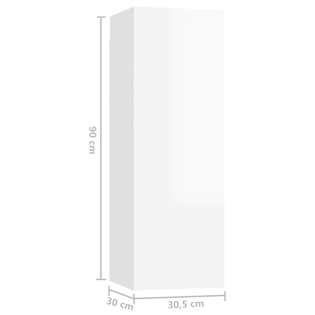 Έπιπλα Τηλεόρασης 4 τεμ. Γυαλ. Λευκό 30,5x30x90 εκ. Επεξ. Ξύλο - Pakobazaar