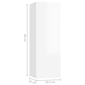 Έπιπλα Τηλεόρασης 4 τεμ. Γυαλ. Λευκό 30,5x30x90 εκ. Επεξ. Ξύλο - Pakobazaar