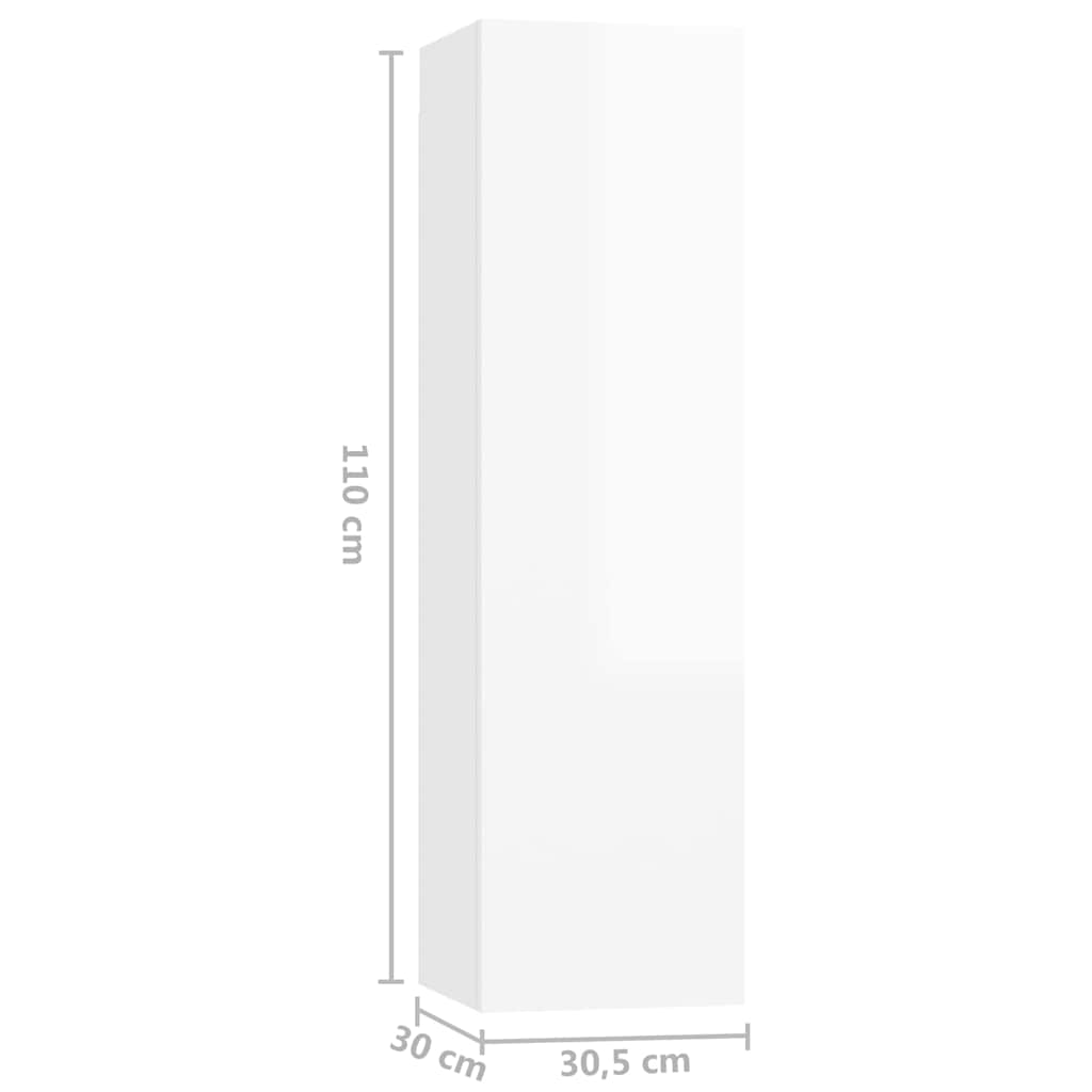 Έπιπλα Τηλεόρασης 4 τεμ. Γυαλ. Λευκό 30,5x30x110εκ. Επεξ. Ξύλο