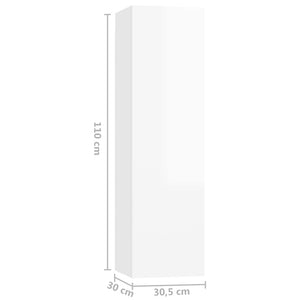 Έπιπλα Τηλεόρασης 4 τεμ. Γυαλ. Λευκό 30,5x30x110εκ. Επεξ. Ξύλο