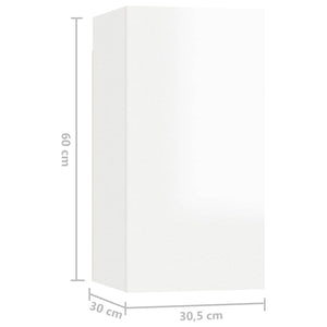 Έπιπλα Τηλεόρασης 7 τεμ. Γυαλ. Λευκό 30,5x30x60 εκ. Μοριοσανίδα
