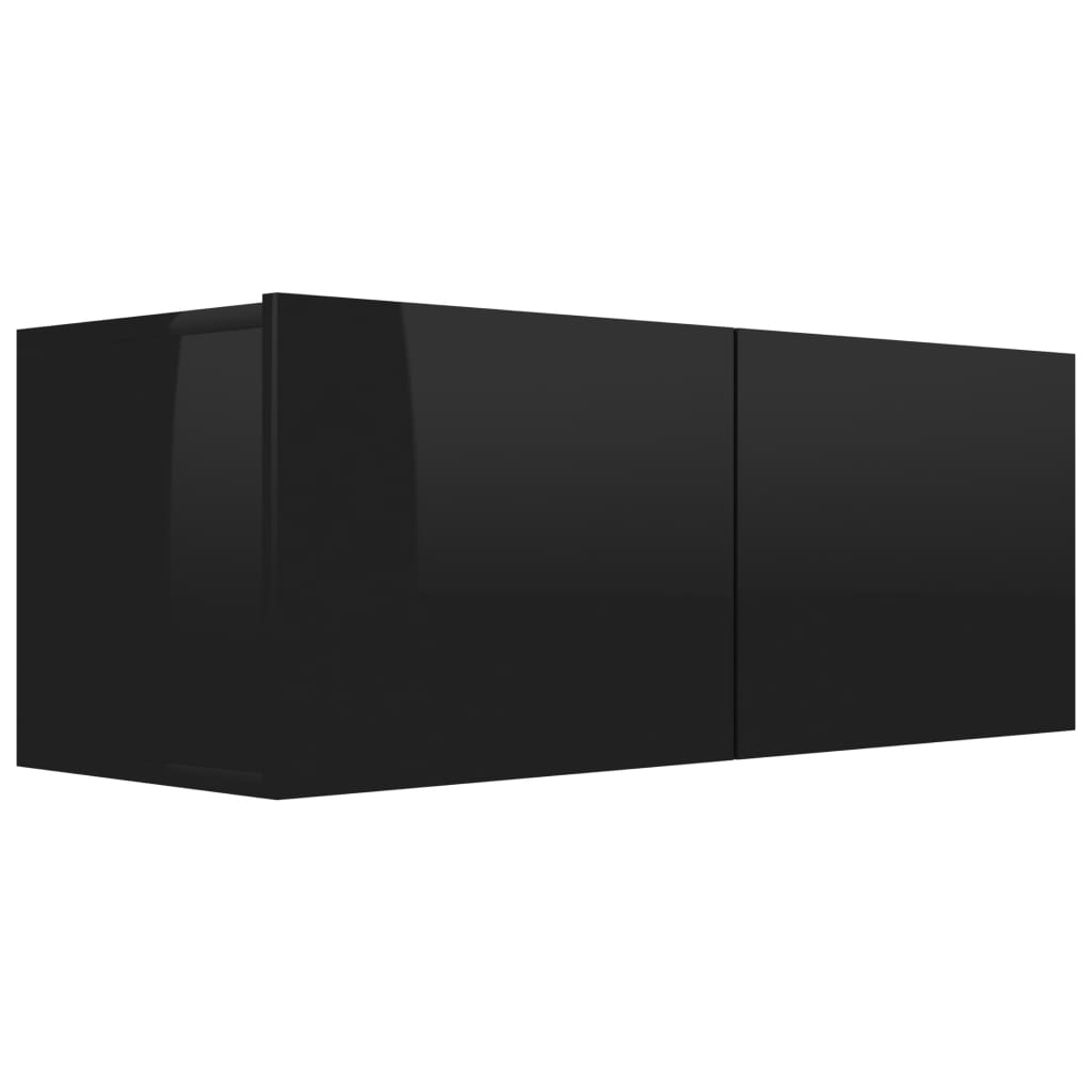 Έπιπλα Τηλεόρασης 4 τεμ. Γυαλ. Μαύρο 80x30x30 εκ. Μοριοσανίδα