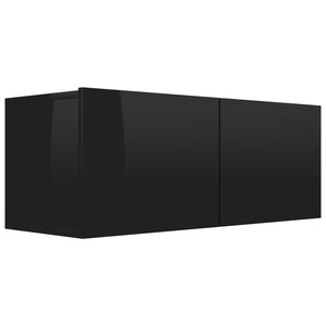 Έπιπλα Τηλεόρασης 4 τεμ. Γυαλ. Μαύρο 80x30x30 εκ. Μοριοσανίδα