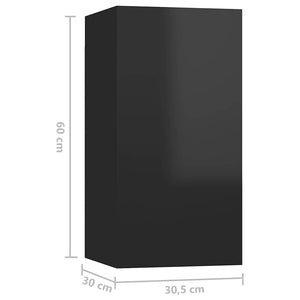 Έπιπλα Τηλεόρασης 4 τεμ. Γυαλ. Μαύρο 30,5x30x60 εκ. Μοριοσανίδα - PAKOBAZAAR