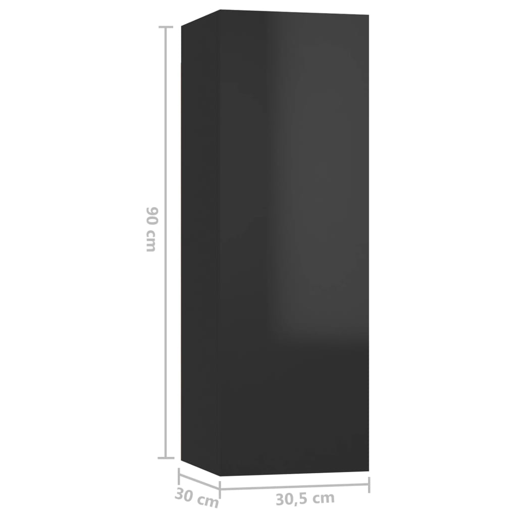 Έπιπλα Τηλεόρασης 4 τεμ. Γυαλ. Μαύρο 30,5x30x90 εκ. Μοριοσανίδα - Pakobazaar