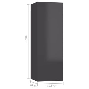 Έπιπλα Τηλεόρασης 4 Τεμ. Γυαλ. Γκρι 30,5x30x90 εκ. Μοριοσανίδα - PAKOBAZAAR
