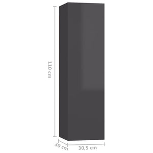 Έπιπλα Τηλεόρασης 4 τεμ. Γυαλ. Γκρι 30,5x30x110 εκ. Μοριοσανίδα - PAKOBAZAAR