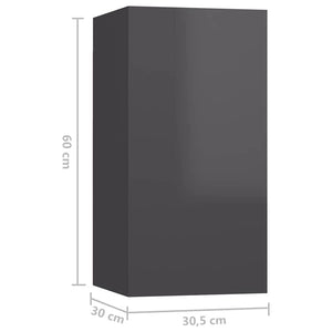 Έπιπλα Τηλεόρασης 7 τεμ. Γυαλ. Γκρι 30,5x30x60 εκ. Μοριοσανίδα