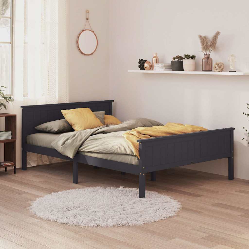 Πλαίσιο Κρεβατιού Γκρι 140 x 200 εκ. από Μασίφ Ξύλο Πεύκου - Pakobazaar