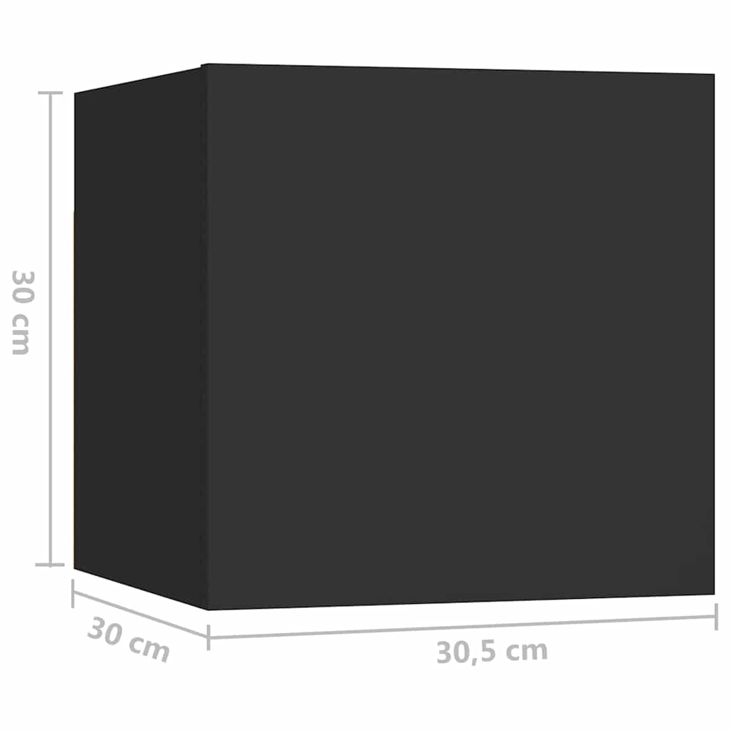 Κομοδίνο Μαύρο 30,5 x 30 x 30 εκ. από Επεξ. Ξύλο