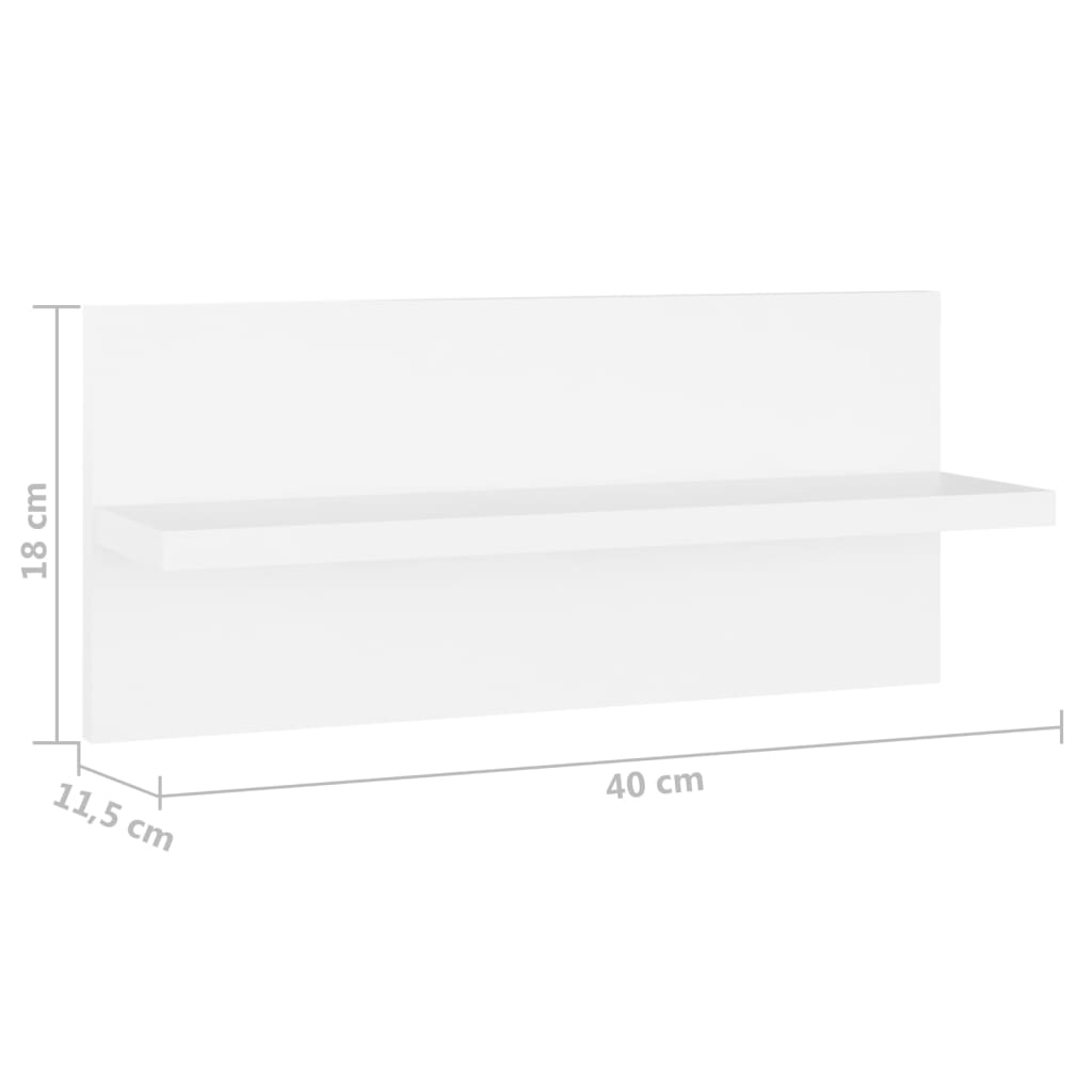 Ραφιέρες Τοίχου 4 τεμ. Λευκές 40 x 11,5 x 18 εκ. Μοριοσανίδα