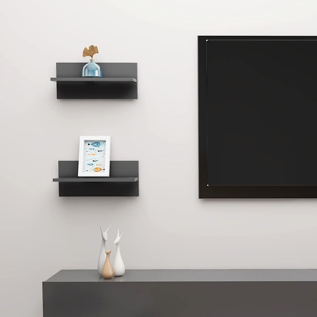 Ραφιέρες Τοίχου 2 τεμ. Γκρι 40 x 11,5 x 18 εκ. από Επεξ. Ξύλο