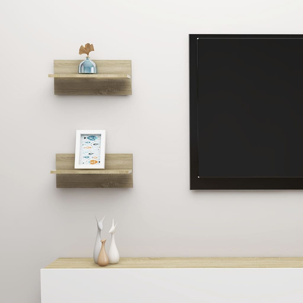 Ραφιέρες Τοίχου 2 τεμ. Sonoma Δρυς 40x11,5x18 εκ. Μοριοσανίδα