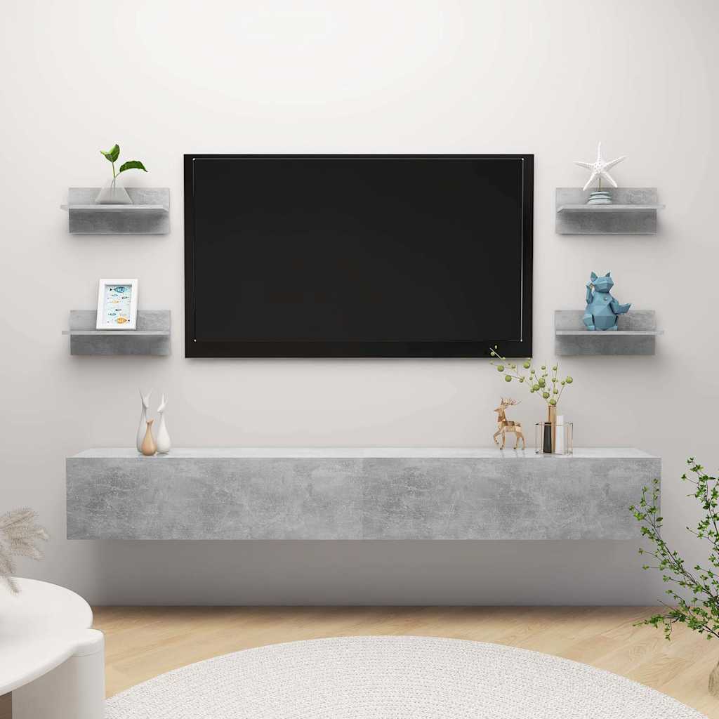 Ραφιέρες Τοίχου 4 τεμ. Γκρι Σκυροδέμ. 40x11,5x18εκ. Μοριοσανίδα