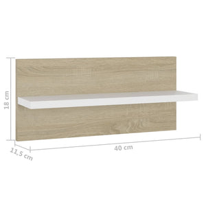 Ραφιέρες Τοίχου 4 τεμ. Λευκό / Sonoma Δρυς 40 x 11,5 x 18 εκ.