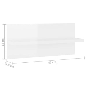 Ραφιέρες Τοίχου 2 τεμ. Γυαλιστερό Λευκό 40 x 11,5 x 18 εκ.