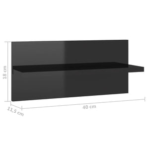 Ραφιέρες Τοίχου 2 τεμ. Γυαλιστερό Μαύρο 40 x 11,5 x 18 εκ. - Pakobazaar