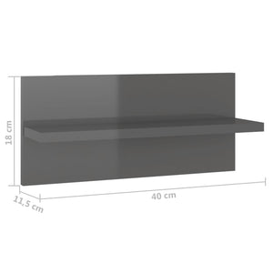 Ραφιέρες Τοίχου 2 τεμ. Γυαλιστερό Γκρι 40 x 11,5 x 18 εκ. - Pakobazaar