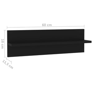 Ραφιέρες Τοίχου 2 τεμ. Μαύρο 60 x 11,5 x 18 εκ. από Μοριοσανίδα