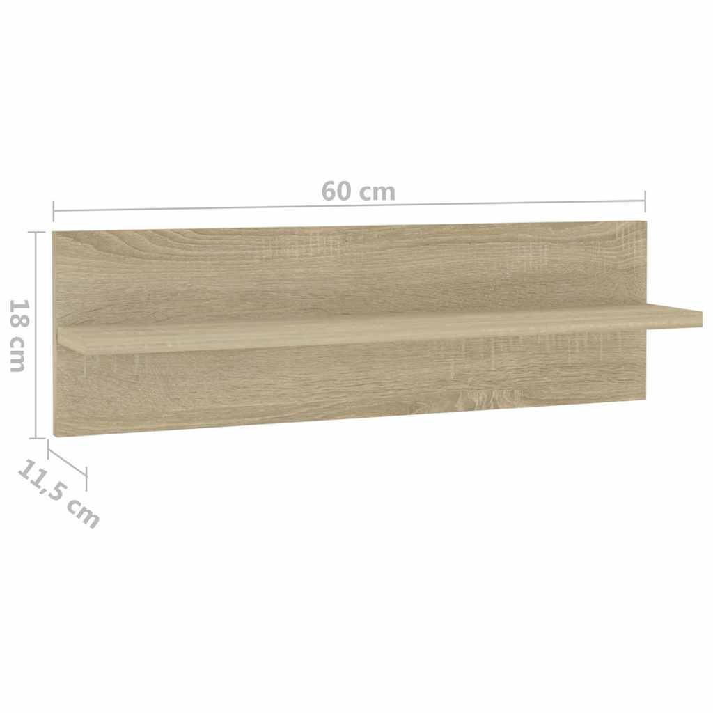 Ραφιέρες Τοίχου 2 τεμ. Sonoma Δρυς 60x11,5x18 εκ. Μοριοσανίδα