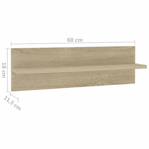 Ραφιέρες Τοίχου 2 τεμ. Sonoma Δρυς 60x11,5x18 εκ. Μοριοσανίδα