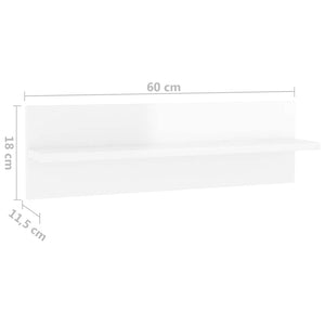Ραφιέρες Τοίχου 2 τεμ. Γυαλ. Λευκό 60x11,5x18 εκ. Μοριοσανίδα