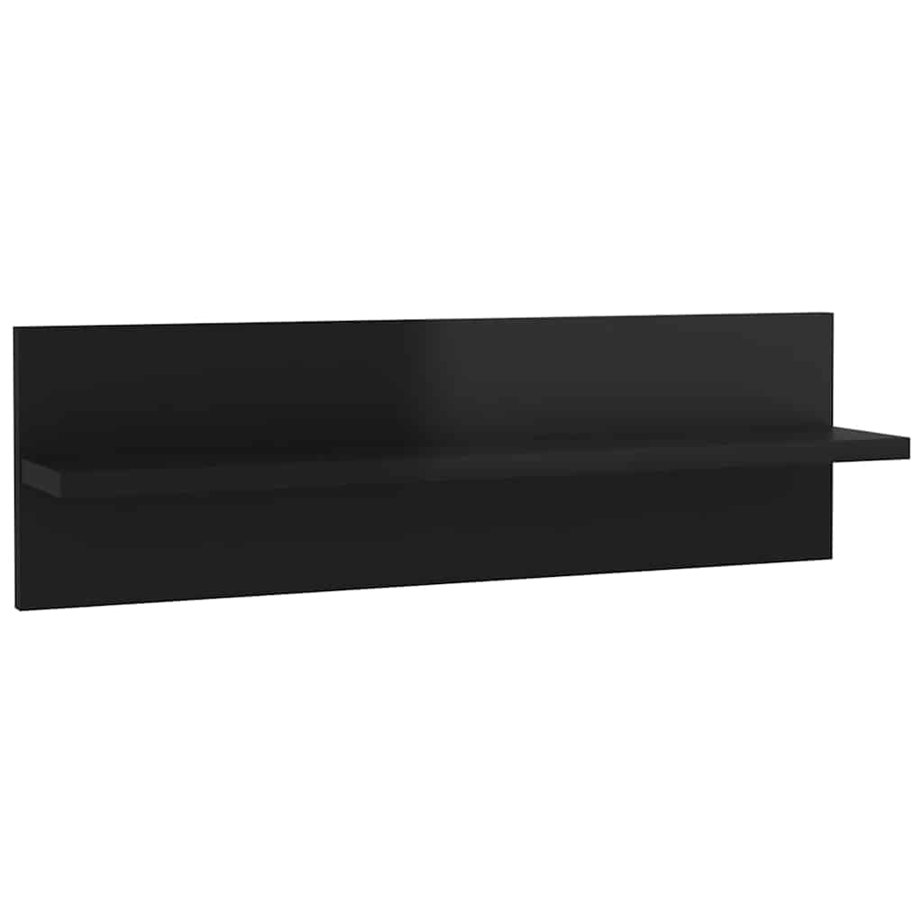 Ραφιέρες Τοίχου 2 τεμ. Γυαλ. Μαύρο 60x11,5x18 εκ. Επεξ. Ξύλο