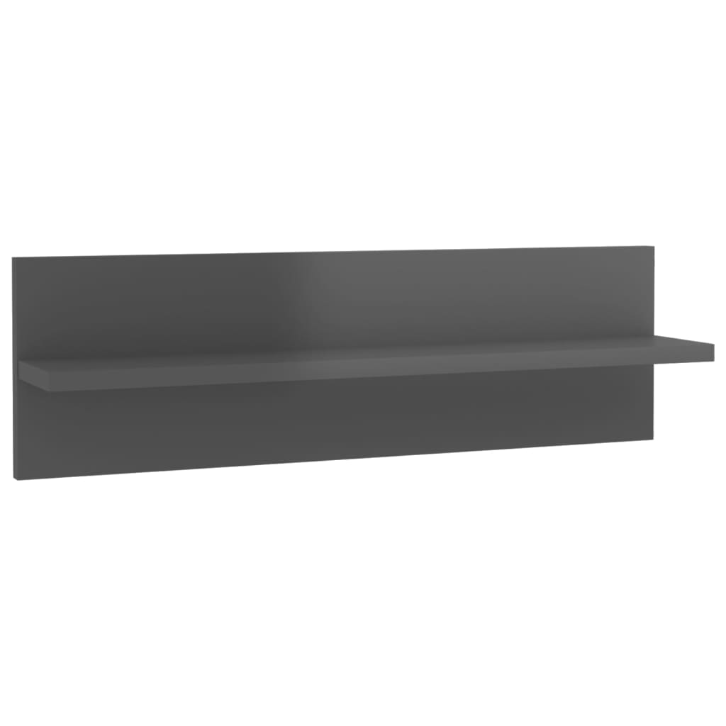 Ραφιέρες Τοίχου 4 τεμ. Γυαλ. Γκρι 60x11,5x18 εκ. Επεξ. Ξύλο