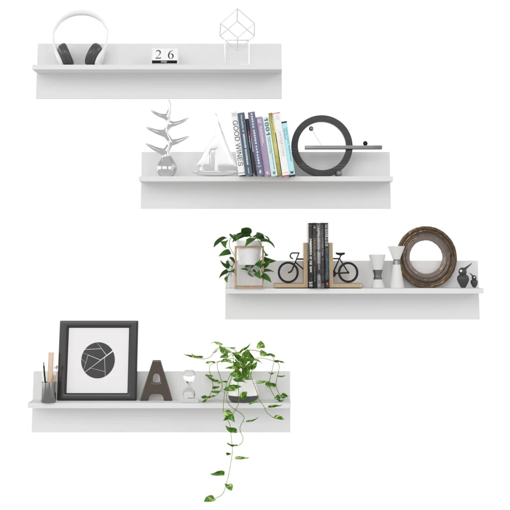 Ραφιέρες Τοίχου 4 τεμ. Λευκό 80 x 11,5 x 18 εκ. από Μοριοσανίδα