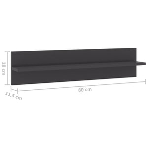 Ραφιέρες Τοίχου 2τεμ Γυαλιστερό Γκρι 80x11,5x18 εκ Επεξ. Ξύλο - Pakobazaar