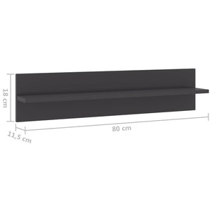 Ραφιέρες Τοίχου 4 τεμ Γυαλιστερό Γκρι 80x11,5x18 εκ Επεξ. Ξύλο - Pakobazaar
