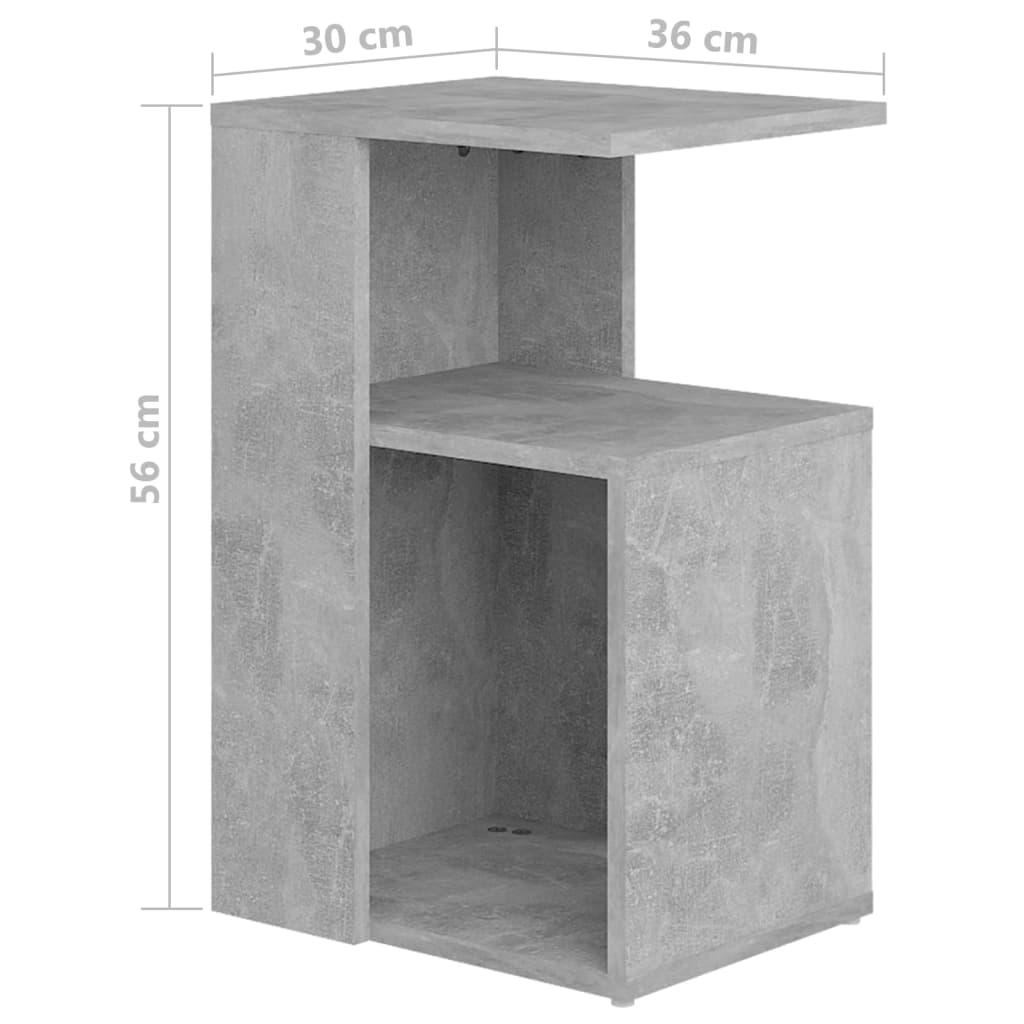 Τραπέζι Βοηθητικό Γκρι Σκυροδέματος 36x30x56 εκ. Επεξ. Ξύλο