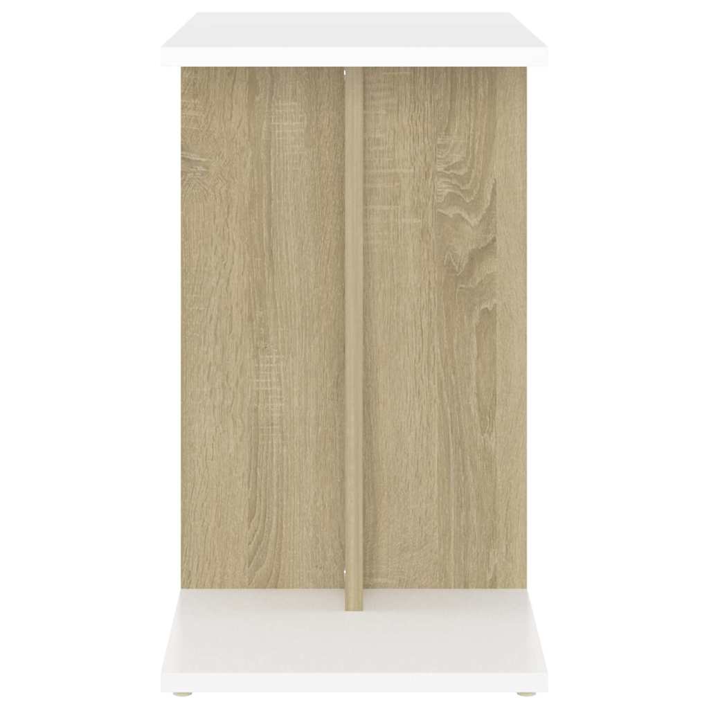 Τραπέζι Βοηθητικό Λευκό/Sonoma Δρυς 50 x 30 x 50εκ. Μοριοσανίδα - Pakobazaar