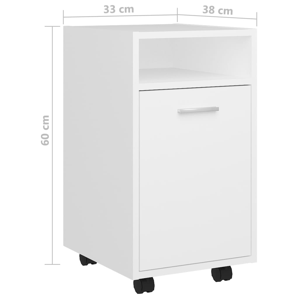 Βοηθητικό Ντουλάπι με Τροχούς Λευκό 33x38x60 εκ. Επεξ. Ξύλο - Pakobazaar
