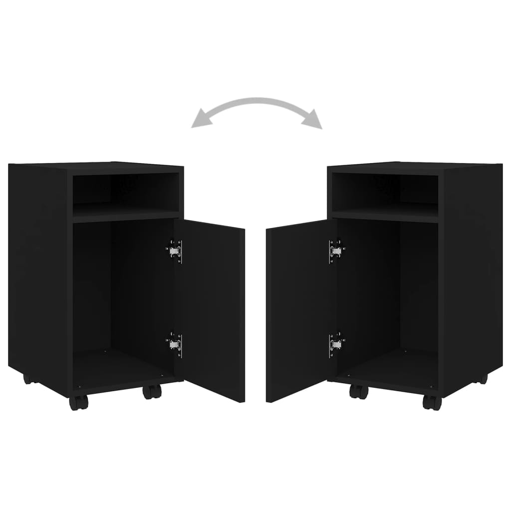 Βοηθητικό Ντουλάπι με Τροχούς Μαύρο 33x38x60 εκ από Επεξ. Ξύλο - Pakobazaar