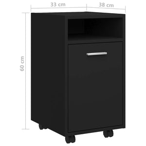 Βοηθητικό Ντουλάπι με Τροχούς Μαύρο 33x38x60 εκ από Επεξ. Ξύλο - Pakobazaar